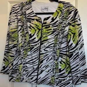 Joseph Ribkoff Women's Green and Black Zebra Blazer